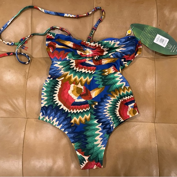 Farm Rio Chevron Toucan One Piece Blue Swimsuit 
Size XS - Picture 4 of 7